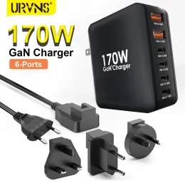 Chargers URVNS 170W USB C Wall Charger, GaN 6Port USBC Laptop Fast Charging Station PD 100W PPS45W for MacBook iPhone Samsung S23/22/21