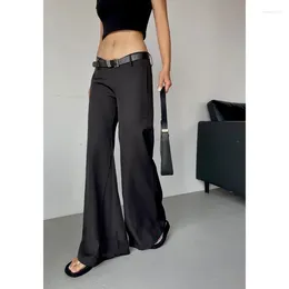 Calça feminina Casual Womengaga Cintura baixa para o verão Larre largura Fashion Black Fashion Mulheres coreanas calças sexy tv3