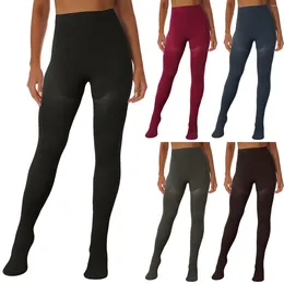 Leggings da donna Fashion Autumn and Winter Silk Stockings 2024 Un paio di colori alta di colore solido sembrano pantaloni in stile sottile