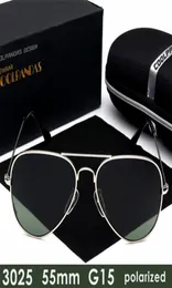 Designer de marca G15 Men Women HD HD Polarizou Glasses Rays de aviação Glasses de sol para masculino 3025 55mm GAFAS DE SOL UV400 2203027643452