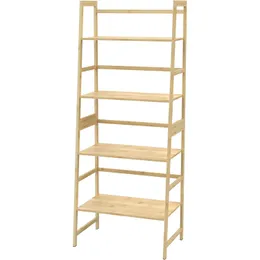 Bücherregal, Leiterregal, 4 -Tier -Tall -Bücherregal, moderne offene Buchkoffer für Schlafzimmer, Wohnzimmer, Büro (Bambus)