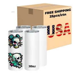 CA USA Warehouse Warehouse Warehouse 20oz Tumbler reto/quente Hot Blank Glass for Sublimation Printing 0426