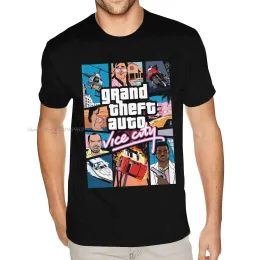 قمصان رمادية Grand Grand Theft Auto City T Shirt GTA Game Tee Shirt Mens Graphic مخصص قصير الأكمام القطن القطني