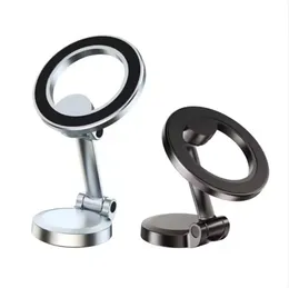 Zinc Alloy Folding Magnetic Car Compact Cell Phone Holder for MagSafe 360° Adjustable Magnetic Car Mount for iPhone 15 samsung huawei xiaomi