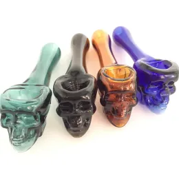 Bong Pyrex Oil Burner Pipes Thick skull Smoking Hand spoon Glass pipe 3.93 inch Tobacco Dry Herb For Silicone Bong Glass Bubbler Smoking Pipe