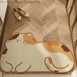 Ковер кошка/медведь/панда/дверь кролика против проскальзывания, используемый для ванной комнаты кухонный рулон, коврик из ПВХ другие домашние ковры пыли Q240426