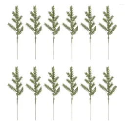 Decorative Flowers 36pcs Plastic Artificial Pine Leaves Branches Green Plants For DIY Garland Wreath Christmas Embellishing Home Garden