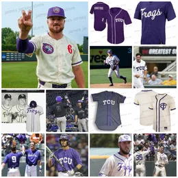 2024 Mens Custom TCU Baseball Jerseys Brody Green 10 Джейк Дуер Бен Хэмптон Бен Абельдт Сэм Майерс Карсон Боуэн Чейз Брунсон Мика Кендрик Коле Клекер Новый стиль