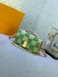 Mini 21.5 x 13.5 x 6 cm Classic prototype design of green tea handbag Coated canvas with cow leather Women's Fashion One Shoulder Crossbody Bag