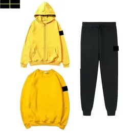 Stone Jacket 3Pices Mens Tracksuits tröja Byxor Set Basketball Streetwear Sweatshirts Sports Suit varumärke Baby Babykläder Tjocka huvtröjor Woemn Pants