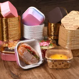 Stampi da 50 pezzi di carta Panetton cottura stampo muffin rettangolare cupcakes tazze di carta per cupcake cottura cottura box muffin wrappy festa di compleanno