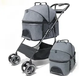 Dog Car Seat Covers Pet Cat Stroller Carrier Bag Folding Born Baby Pull Cart Fourwheel Transporter Travel6730050