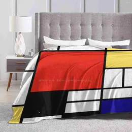 Battaniye mondrian yaratıcı tasarım hafif ince yumuşak pazen battaniye geometrik birincil renkler sanatsal minimalist renkli modern soyut