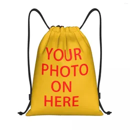 Shopping Bags Family Pets Custom DIY Drawstring Backpack Sports Gym Bag For Women Men Customized Po Print Sackpack