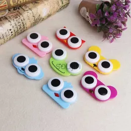 Acessórios para lentes de contato 1pc Carto -doce 3D Big Eyes Lentes de contato Caixa Caixa coruja Fropo Animal Shape Lens Case Random Color D240426