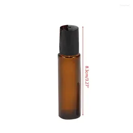 Storage Bottles Essential Oil Roller 10ml Empty Glass Amber Roll-On Container UV For Protection With Stainless Steel Balls
