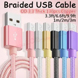 Быстрый более толстый тканевые кабели тип C Micro V8 Brawed сплав USB Date Charge Cable для Samsung S6 S7 Edge S9 S8 HTC LL