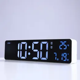 Relógios Smart LED Digital despertador Digital Relógio Assista USB Tabela Relógio Data de temperatura Display Desktop Mirror Relógios Snooze Decoração de mesa em casa