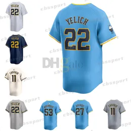 Wholesale 10 Sal Frelick Maglie da baseball personalizzate Jackson Chourio Christian Yelich Robin Yount Lorenzo Cain a casa in casa Dropshipping Men Women Youth