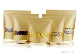 500Pcslot 13 Size Stand Up Doypack Zipper Kraft Paper Package With Clear Window Bag Storage Resealable Pouch7791103