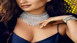 Jewdy Rhinestone Comker ifadesi Düğün Chocker Big Tassele Kolye Kadınlar için Çiçek Collier 2019 Moda Jewellery5947747