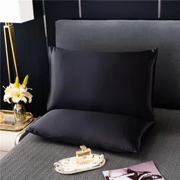 Luxury Satin Pillow Case Solid Color Envelope Pillow Case Bäddsrum Sovkudde 48x74 66x66 240415