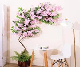 5 pc Lot Cherry Blossoms Tree Artificial Flowers 3 Forks Sakura Fiori ramo di seta fai -da -te Domanda di matrimonio per matrimoni decorazione murale254k5620515