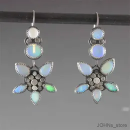 Dangle Kronleuchter Charme Waterdrop Runde Geometrie Grabohrringe Blau Stein Silber Farbohrringe für Frauen Hochzeit Verlobungsschmuck