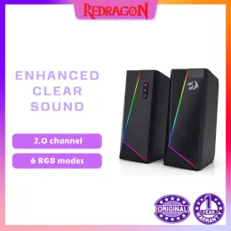 Speakers Redragon GS520 RGB Desktop Speakers, 2.0 Channel PC Computer Stereo Speaker with 6 Colorful LED Modes, Enhanced Sound