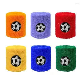 Suporte de pulso 6pcs pulseira esportiva colorida para crianças Protetor de banda de suor Running Soccer Rugby Brace Brace Terry Sweat Band Band