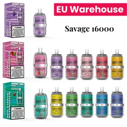 Whisky Savage Original Vapes 16000 Pushs 15k Vaper Dessechável 2% 3% 5% Nic Fluxo de ar comutável Carrinho preenchido 650mAh Bateria Tipo C Carga 10 Sabores