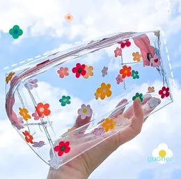 Sacchetti cosmetici in PVC Borsa per trucco trasparente impermeabile con cerniera per donne grandi organizzatore da viaggio Wash Watery stoccaggio