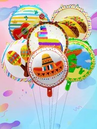Parti Dekorasyonu 6pcs 18inch Yuvarlak Meksika Karnaval Folyo Balonlar Süslemeler Balon