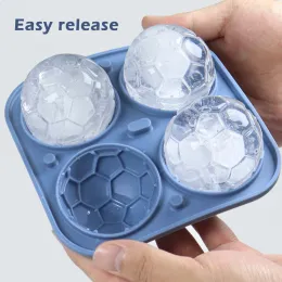 Tools Ice Cube Mold Soccer Ball Shape Cocktails Whiskey Ice Ball Silicone Mold with Lid Round Sphere Novelty Bourbon Kitchen Ice Mould