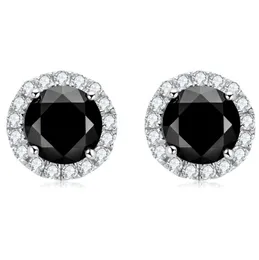 Unisex Fashion Bling 925 Серебряный серебряный черный круглый круглые каменные серьги для мужчин Женщины хороший подарок 3769455