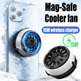 Coolers MacSafe Magnetic Phone Cooler Mobile Smartphone Fan 15W Wireless Charger Air Enfriador For iPhone Games Cell Cellphone Heat Sink