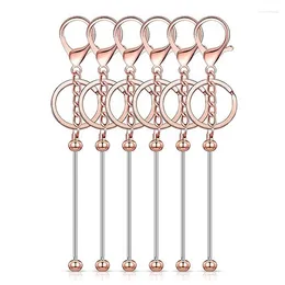 Hooks 6 Pcs Beadable Keychain Bars Blanks Bead Metal Beaded For DIY Pendant Crafts Jewelry Making Rose Gold