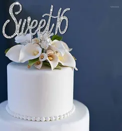 Rhinestones Sweet 16 Cake Topper Boy Girl Girl 16 ° compleanno Anniversario Centrotavola DECORAZIONE DEGIFICA PROPRIETÀ SILVER5904249