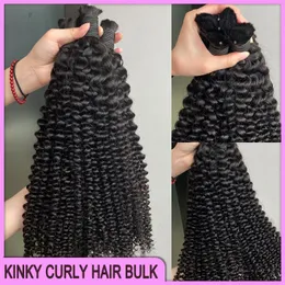 Grad 12A 10A Hårförlängningar 100% Raw Human Hair Weft Peruansk Indian Brasilian Kinky Curly Hair Bulk 3 Bunds 100g/1 Lot