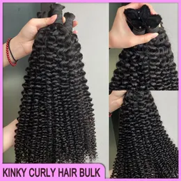 Grade 12A 10A Extensões de cabelo 100% Cabelo humano bruto PERUÇA PERUVIAN Indiana Brasileira Cabelo Curly Bulk 3 Facos 100g/1 lote