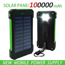 Mobiltelefonnetzbänke 100000mAh Tragbare Solarbatterie externe schnelle Ladevorgänge wasserdicht mit SOS -Flash -Strompaket für iPhone 240424 geeignet