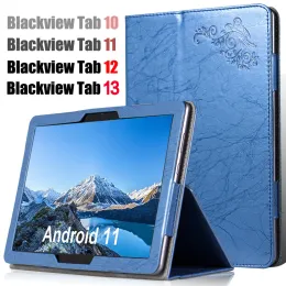 Blackview Tab 용 드라이브 13 12 11 10 PU 플립 커버 케이스 케이스 블랙 뷰 탭 태블릿 10.1 10.36 인치 2022 2021