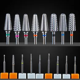 Bits 5 in 1 Carbide Tungsten Volcano/Tornado Nail Bit 3/32 Shank Fast Remove Acrylic Hard Gel Dual Rotation Manucure Milling Cutters