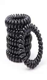 5cm Telephone Wire Cord Hair Tie Girls Children Elastic Hairbands Ring Rope Black Color Women Hair Accessories5989898