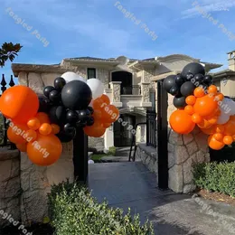 Decoração de festa 96pcs fosco branco balões preto kit arco kit laranja balão de balão chão de bebê gênero revelar halloween de aniversário