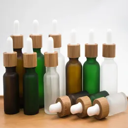 10 ml da 15 ml da 20 ml da 30 ml bottiglia di gocce in vetro trasparente con berretto di bambù bottiglia di vetro essenziale in vetro flacerato verde fregata f302 ll