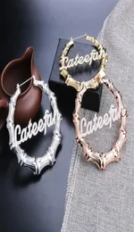 LateEfah Custom Luxury Bamboo Cubic Zircon CZ Hoop Earrings Womending Dubai Trendy Earrings Boucle D039oreille Femme 209308151