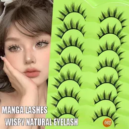 Falska ögonfransar 7 par 3d manga naturlig faux mink återanvändbar liten djävul fransar full strip frans band ögonfransförlängning ögonsmakeup