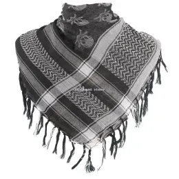 Scarves Tactical Shemagh Tactical Desert Scarf Skull Pattern Arab Keffiyeh Thickened Scarf Wrap for Men and Women110cmx110cm