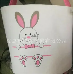 Påskägg förvaringskorg Canvas Bunny Ear Bucket Creative Easter Presentväska med Rabbit Tail Decoration 8 Styles 492 R26307444
